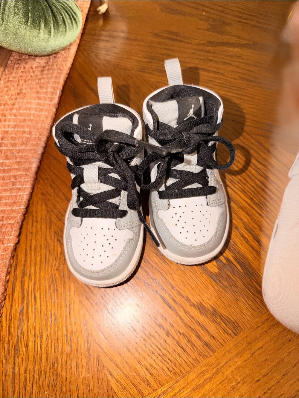 Kids Jordan High-Top Sneakers in White and Gray with Black Accents